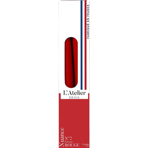 Visuel 1 du produit Bougie flambeau 25 cm rouge L’Atelier de Denis - Le pack de 4