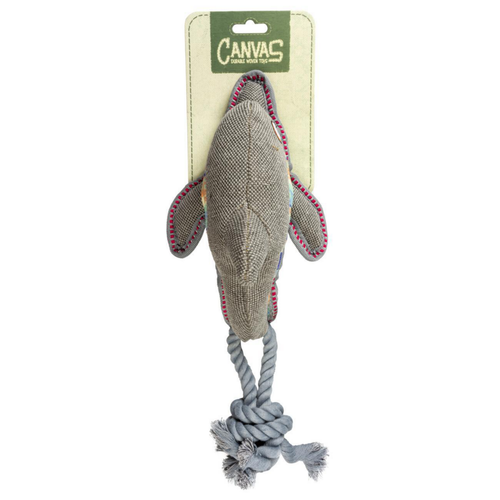 Visuel 1 du produit Jouet pour chien coloris gris peluche dauphin Duvoplus Canvas - 46 x 14 x 11 cm