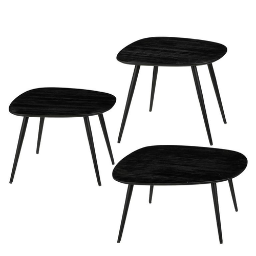 Visuel 1 du produit Table basse en bois recyclé noir Jailey T2 - 54 x 44 x 44 cm