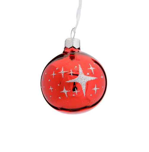 Visuel 2 du produit Boule en verre brillant ou mat rouge - Ø 6 cm