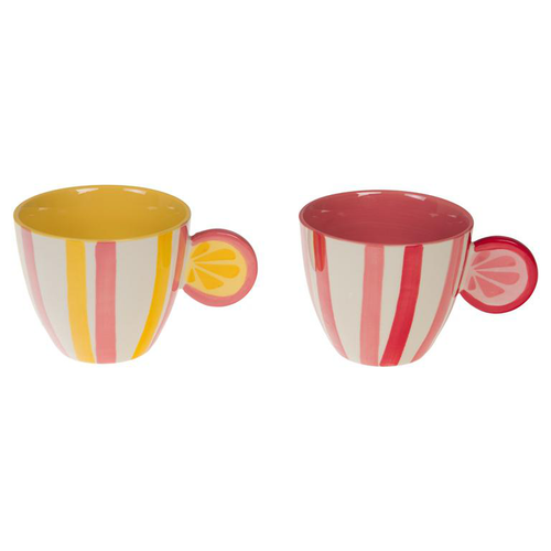 Visuel 1 du produit Mug en grès à rayures colorées Fruit Zestine - 8 x 12 x 9 cm