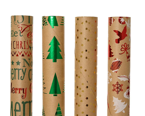 Visuel 1 du produit Papier cadeau kraft imprimé motifs de Noël brillants– 150 x 70 cm