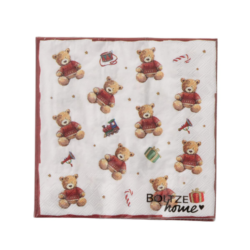 Visuel 1 du produit Serviettes en papier blanches à motifs ourson Bailey x 20 - 16,5 x 16,5 cm