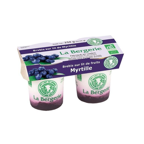 Visuel 1 du produit Yaourt brebis sur lit de myrtille bio La Bergerie - 2 x 125 g