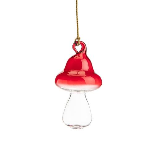 Visuel 1 du produit Suspension forme champignon en verre rouge transparent - Ø 5 x 9,5 cm