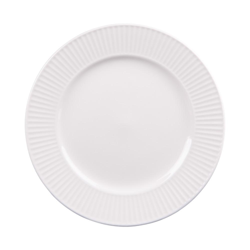 Visuel 1 du produit Assiette à dessert en porcelaine blanche et contours striés Lina - Ø 20 cm