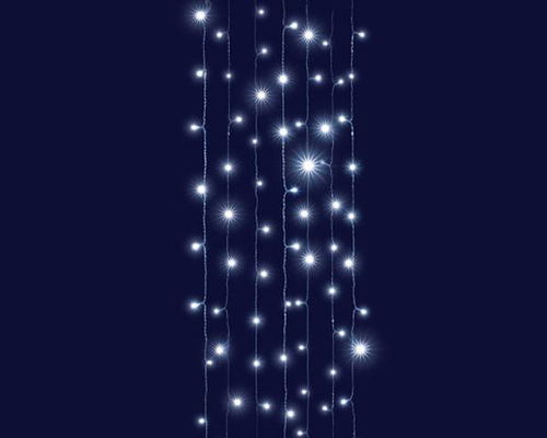 Visuel 1 du produit Rideau lumineux connectable x3 à 96 LED blanc froid sur câble argent Flicker Premium - 2 x 2 m