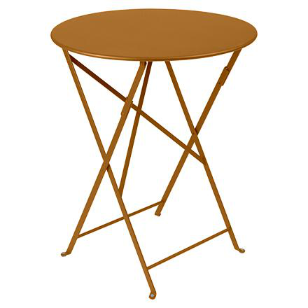 Visuel 1 du produit Table pliante Bistro coloris marron en acier - Ø 60 x 74 cm