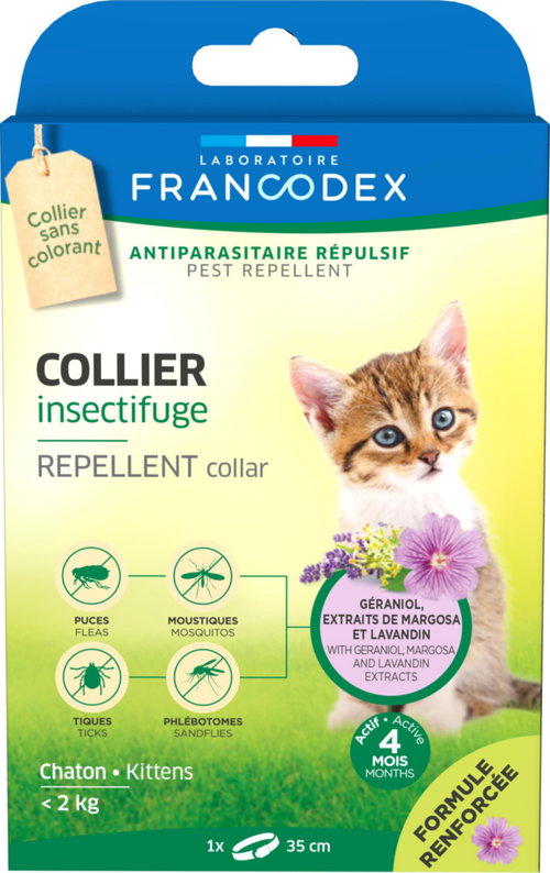 Visuel 1 du produit Collier insectifuge pour chaton coloris blanc Francodex - Ø 35 cm