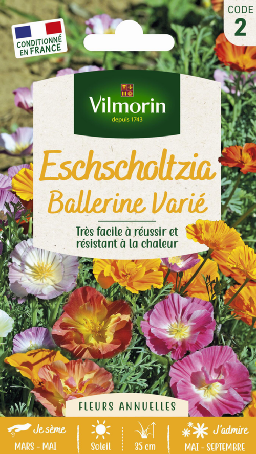 Visuel 1 du produit Eschscholtzia Ballerine Varié Vilmorin - graines à semer