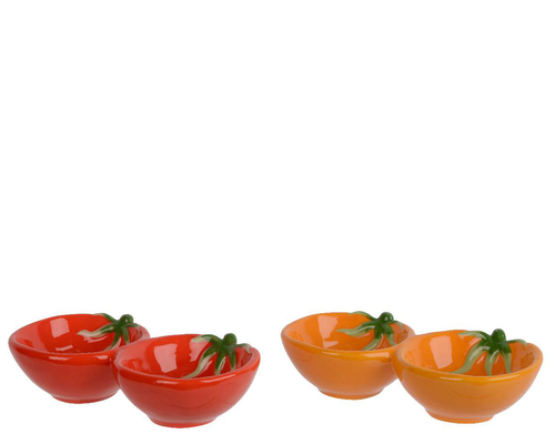 Visuel 1 du produit Assiette à tapas en dolomite colorée forme tomate - 9 x 17,4 x 4 cm