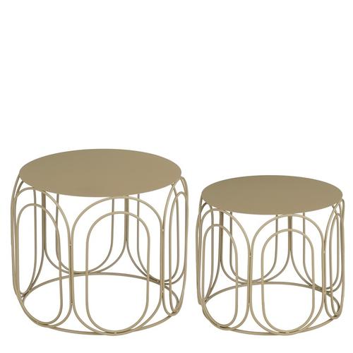Visuel 1 du produit Sellette en fer beige Vavio grand modèle - Ø 46 x H 41 cm
