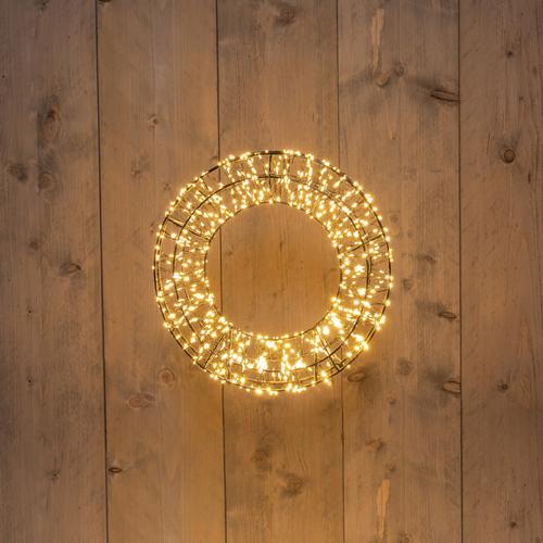 Visuel 2 du produit Décoration lumineuse de Noël couronne 3D micro LED blanc orangé flash minuterie variateur intérieur extérieur - Ø 36 cm