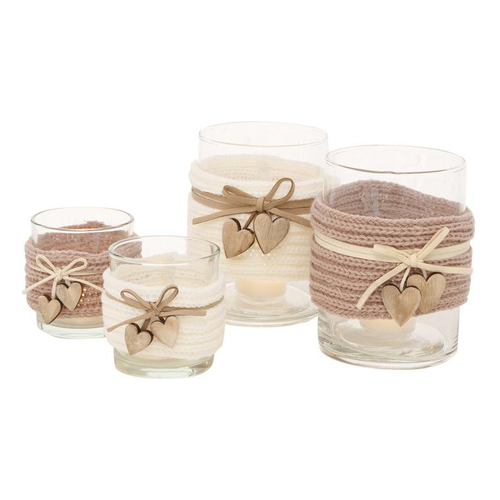 Visuel 1 du produit Photophore Cosy coloris blanc en verre transparent - Ø 11 cm