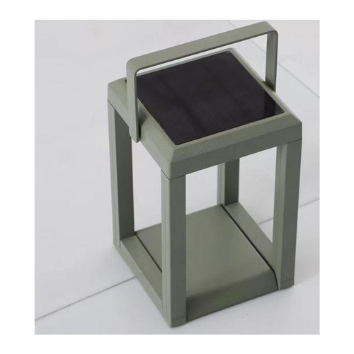 Visuel 1 du produit Lanterne solaire en aluminium vert amande Oxalis - 16 x 16 x 25 cm