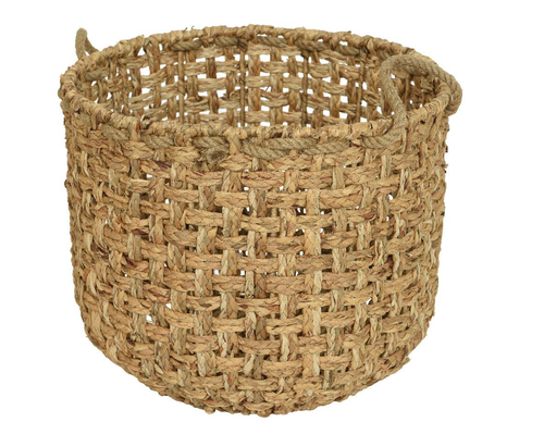 Visuel 1 du produit Panier rond en jacinthe d'eau avec poignée taille 1 - Ø 40 x H 34 cm