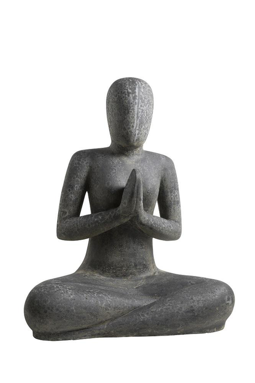 Visuel 1 du produit Décoration pour jardin aquatique relax coloris noir en pierre reconstituée figurine yoga SEDA Salutation - 60 cm