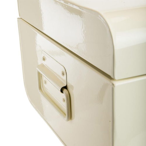 Visuel 4 du produit Coffre de rangement en tôle galvanisée ivoire à fermetures métal noires grand modèle - 49 x 27,5 x 18 cm