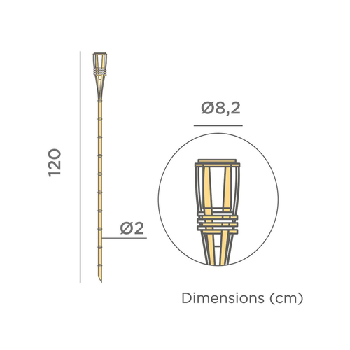 Visuel 5 du produit Lampe torche solaire Hiama 25lm blanc chaud coloris beige - 120 cm