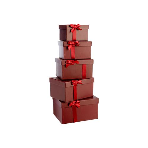 Visuel 1 du produit Boîte cadeau rectangulaire en papier rouge Bowlina taille 5 - 20,8 x 16,7 x 11,4 cm