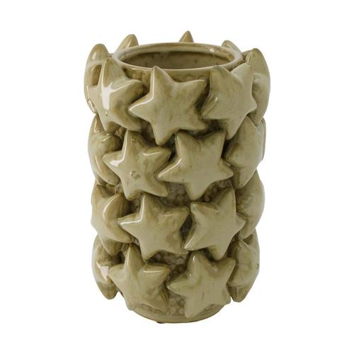 Visuel 1 du produit Vase en céramique beige à motif étoiles en relief - Ø 17,5 x H 26 cm