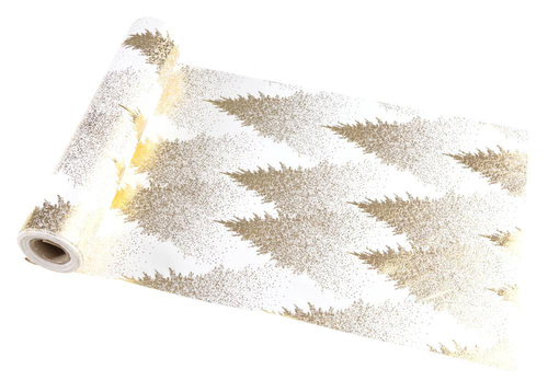 Visuel 1 du produit Chemin de table blanc et or velours Tree Spirit - 28 x 300 cm