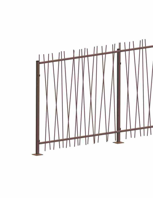 Visuel 1 du produit Clôture grille en acier aspect rouillé avec barreaudage roseau Vitis in Situ - 120 x 100 cm