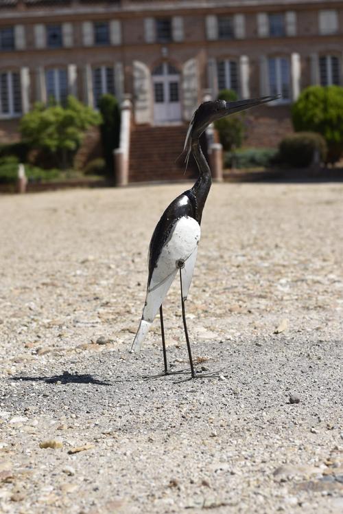 Visuel 1 du produit Héron décoratif pour extérieur coloris blanc en métal recyclé - 65 cm