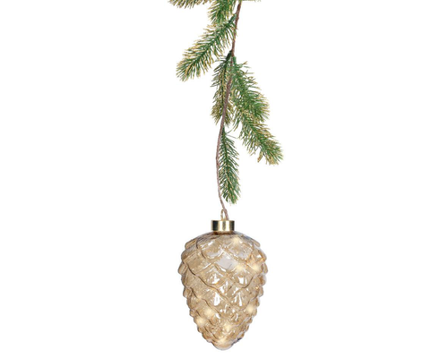 Visuel 1 du produit Pomme de pin lumineuse ambre avec 15 micro LED blanc orangé - Ø 15 x H 21 cm