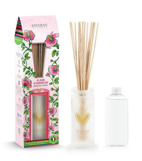 Visuel 2 du produit Bouquet parfumé avec sa recharge senteur fleur d'hibiscus Esteban - 100 ml