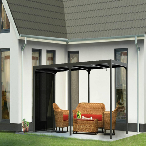 Visuel 2 du produit Pergola bioclimatique coloris gris en aluminium - 3,6 x 5,98 m