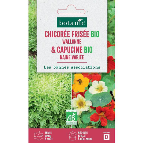 Visuel 1 du produit Mélange de graines chicoree frisée wallone bio et de capucine naine variée bio botanic® - graines à semer