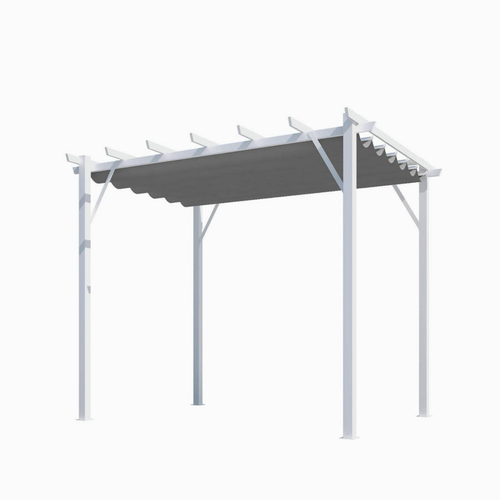 Visuel 1 du produit Pergola avec toile d'ombrage coloris gris en aluminium - 4 x 3 m