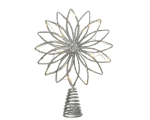 Visuel 1 du produit Cimier forme fleur en métal argenté à micro LED blanc chaud  - 19 x 5 x 26 cm