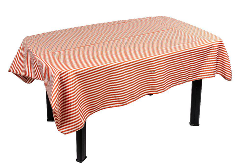 Visuel 1 du produit Nappe déperlante en polyester/coton à rayures coloris terra Charlotte - 140 x 300 cm