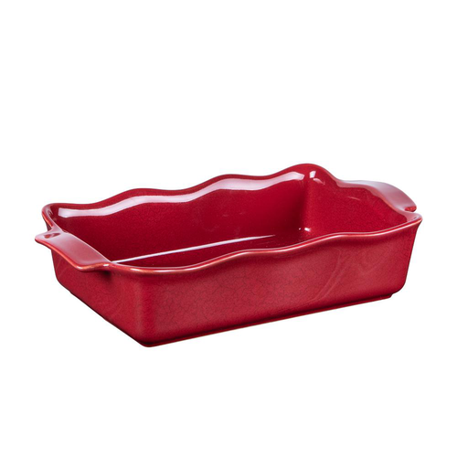 Visuel 1 du produit Plat à four rectangulaire en porcelaine rouge Ely - 31 x 17 x H 7 cm