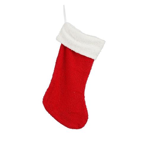 Visuel 1 du produit Chaussette de Noël en polyester rouge - 40 x 20 cm