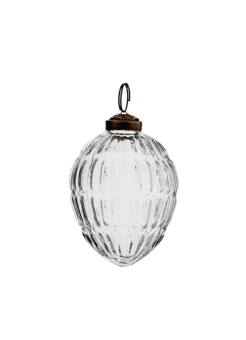 Visuel 1 du produit Suspension boule décorative conique relief transparente coloris transparent en verre - 8 x 6 cm