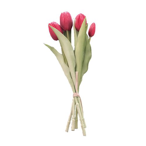 Visuel 1 du produit Bouquet de 5 tulipes rouges en silicone Naturalys - 30 cm