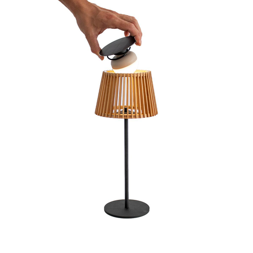 Visuel 4 du produit Lampe solaire Okinawa coloris marron effet blanc chaud en métal Newgarden - 20 à 30 cm