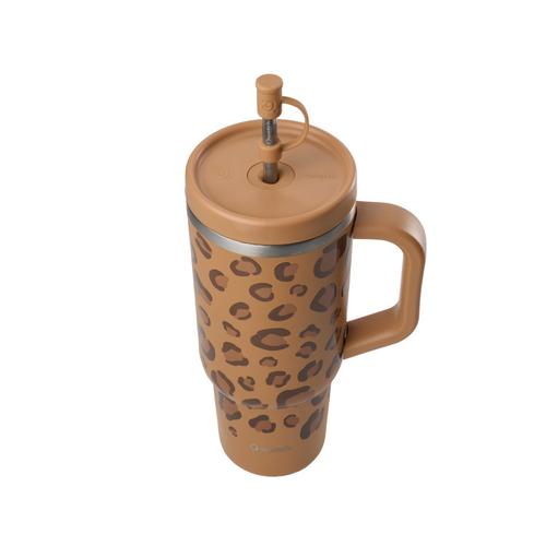 Visuel 2 du produit Gourde nomade isotherme Travel Cup Wild en inox coloris marron Qwetch - 900 ml