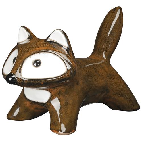 Visuel 2 du produit Figurine décorative renard coloris marron en terre cuite émaillée - 28 x 14,5 x 1 cm