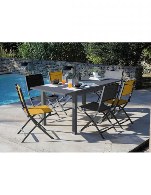 Visuel 2 du produit Table de jardin extensible, aluminium graphite, PROLOISIRS GENES - L.110/170 x H.70 cm