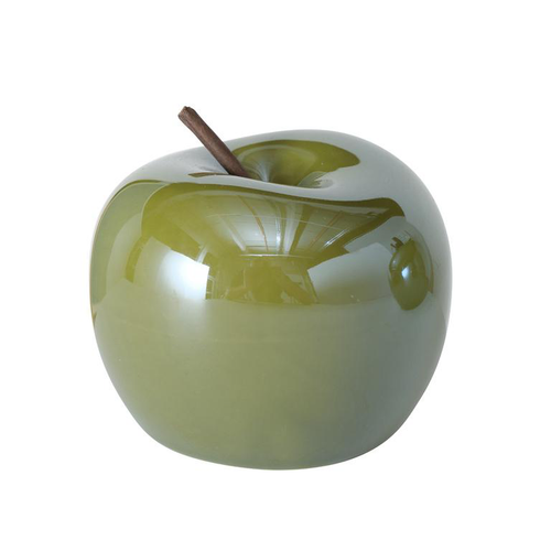 Visuel 1 du produit Pomme déco décorative en poterie verte Perly verte modèle - Ø 11 x H 9 cm