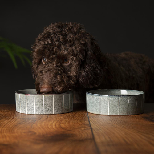 Visuel 5 du produit Gamelle pour chien en grès coloris gris avec rayures Reactive Glaze Scruffs - 19 x 19 x 8 cm