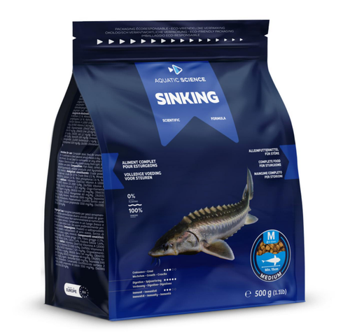 Visuel 1 du produit Nourriture complète pour esturgeons de minimum 15 cm de long Aquatic Science Sinking - Taille M sac de 0,5 kg