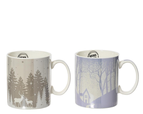 Visuel 1 du produit Mug en porcelaine colorée motif Forêt - Ø 8,7 x H 10 cm