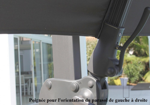 Visuel 4 du produit Parasol déporté, orientable, inclinable et rotatif en aluminium écru PROLOISIRS NH20 - 3x3m