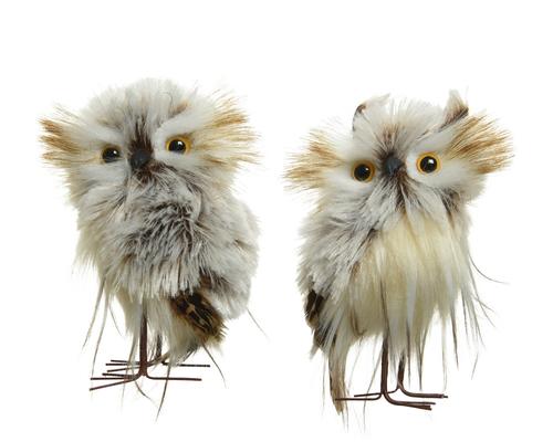 Visuel 1 du produit Chouette en polyester brun et gris - 6 x 7 x 12 cm