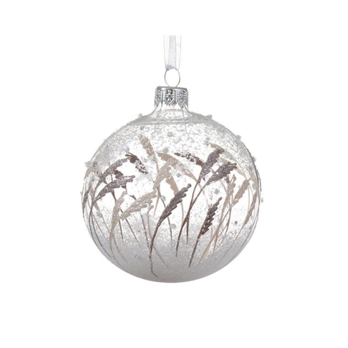 Visuel 1 du produit Boule de Noël en verre transparent Fougère - Ø 8 cm